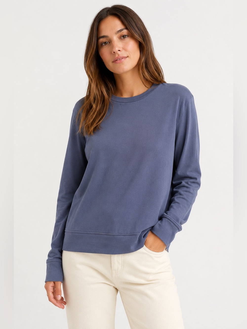 Velvet by Graham & Spencer Soren Sweatshirt Meridian Blue Large NWT USA